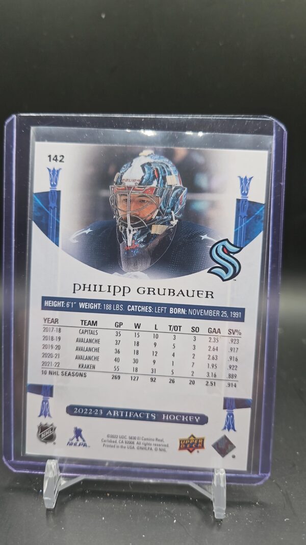 2022-23 Upper Deck Artifacts #142 Philipp Grubauer /599 Seattle Kraken - Image 2