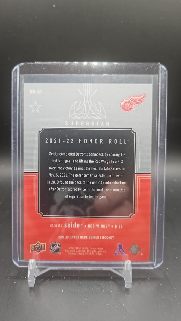 2021-22 Upper Deck Series 2 Honor Roll Rookies Moritz Seider #HR-51 - Image 2