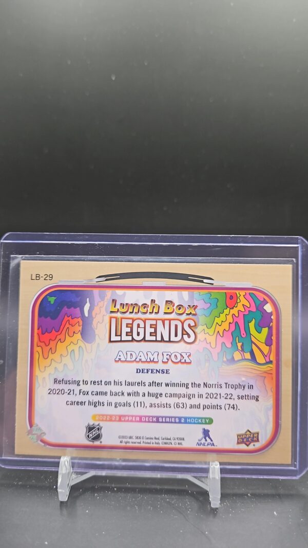 22-23 Upper Deck Lunch Box Legends Adam Fox LB-29 - Image 2