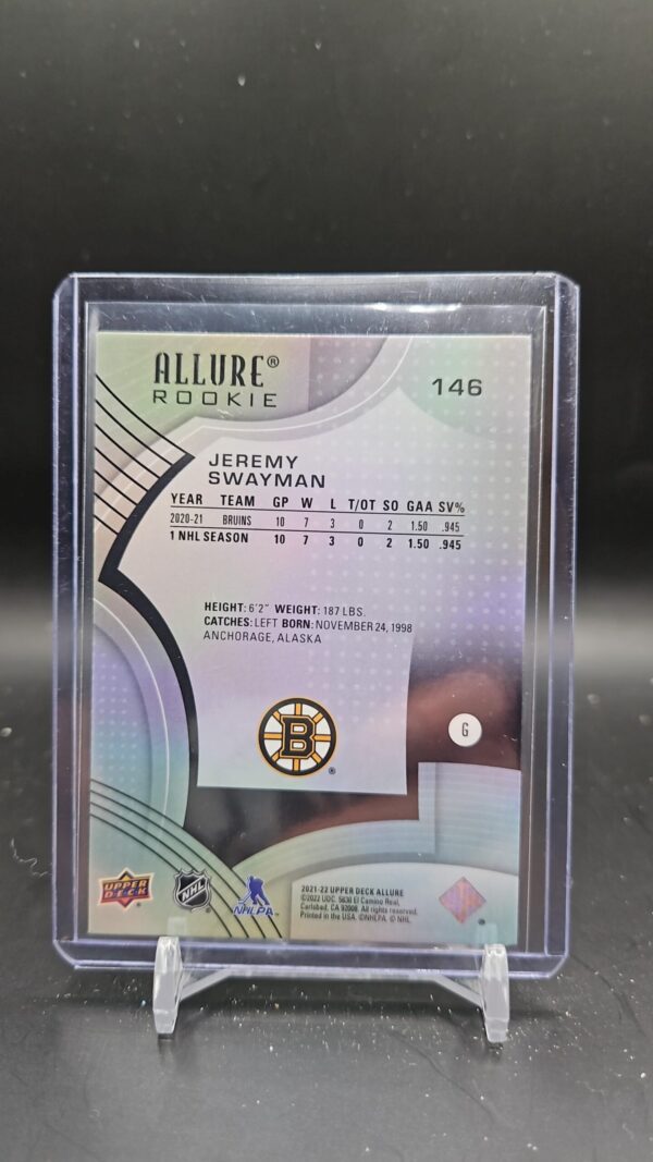 2021-22 Upper Deck Jeremy Swayman Rookie#146 Allure Boston Bruins - Image 2