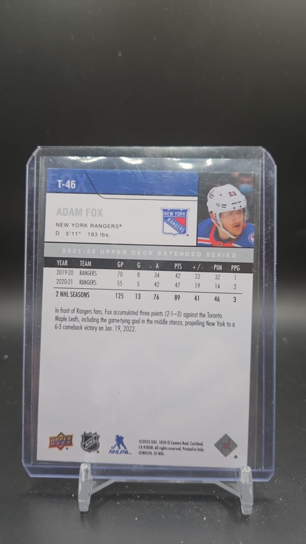 2021-22 Upper Deck 2006-07 Retro #T-46 Adam Fox New York Rangers - Image 2