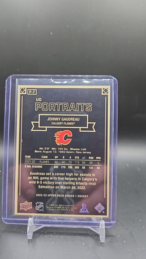 2022-23 Upper Deck Series 1 UD Portraits #P-7 Calgary Flames Johnny Gaudreau - Image 2