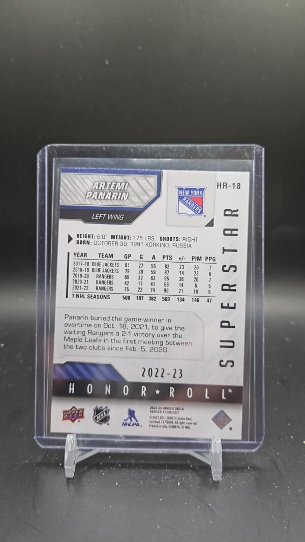 Artemi Panarin 2022-23 Upper Deck Series 1 Superstar Honor-Roll #HR-18 - Image 2