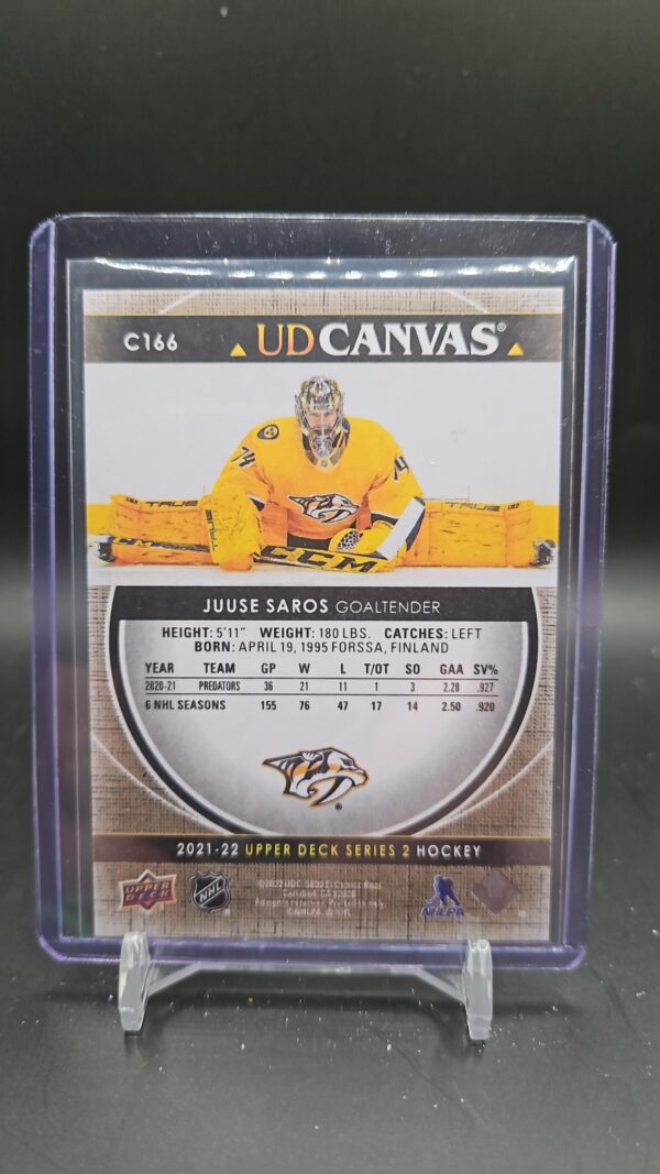 2021-22 UD Canvas Series 2 Two Juuse Saros Nashville Predators #C166 - Image 2