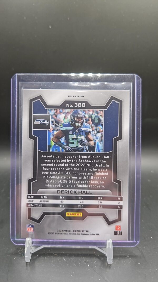 2023 Panini Prizm Derick Hall Orange Lazer RC #388 Seahawks - Image 2