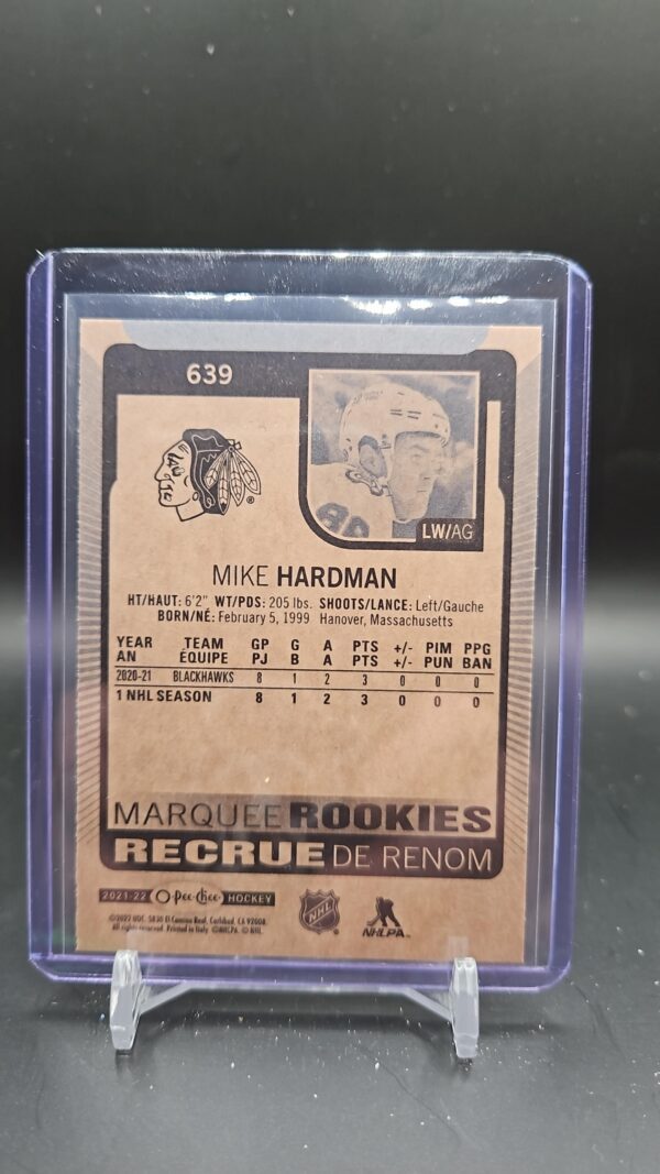 2021-22 O-Pee-Chee Marquee Rookies Mike Hardman 639 Chicago - Image 2