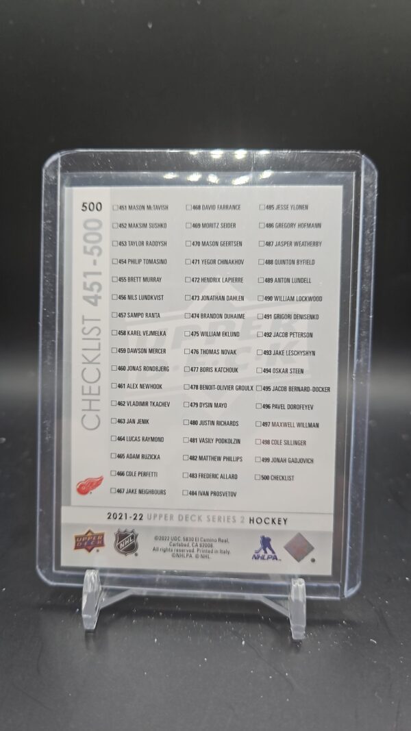 2021-22 Upper Deck Series 2 Moritz Seider/Lucas Raymond Young Guns Checklist - Image 2