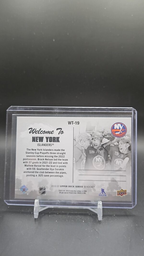 2022-23 Upper Deck Welcome To New York Islanders #WT-19 - Image 2