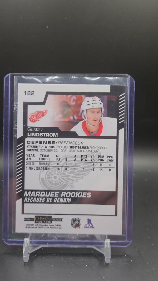 2020-21 O-Pee-Chee Platinum Marquee Rookies #182 Gustav Lindstrom - Image 2