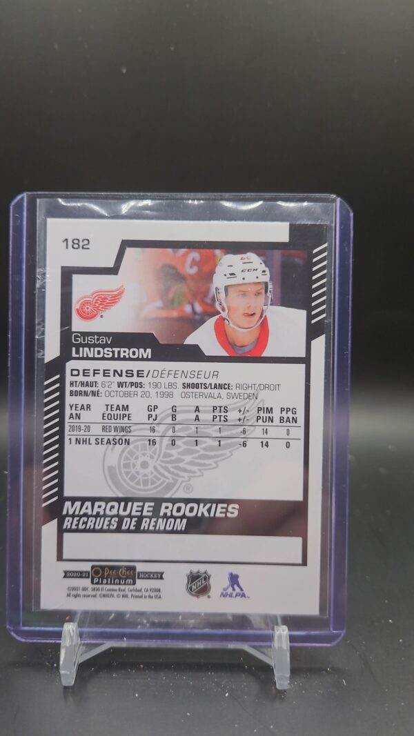 2020-21 O-Pee-Chee Platinum Marquee Rookies #182 Gustav Lindstrom - Image 2