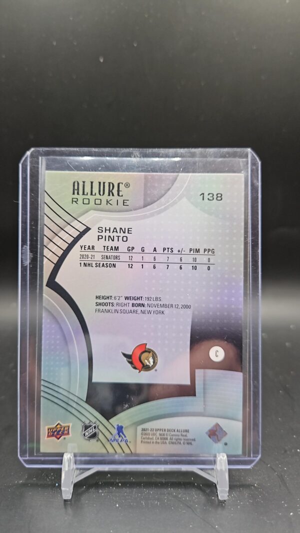2021-22 Upper Deck Allure Rookie #138 Shane Pinto RC Ottawa - Image 2