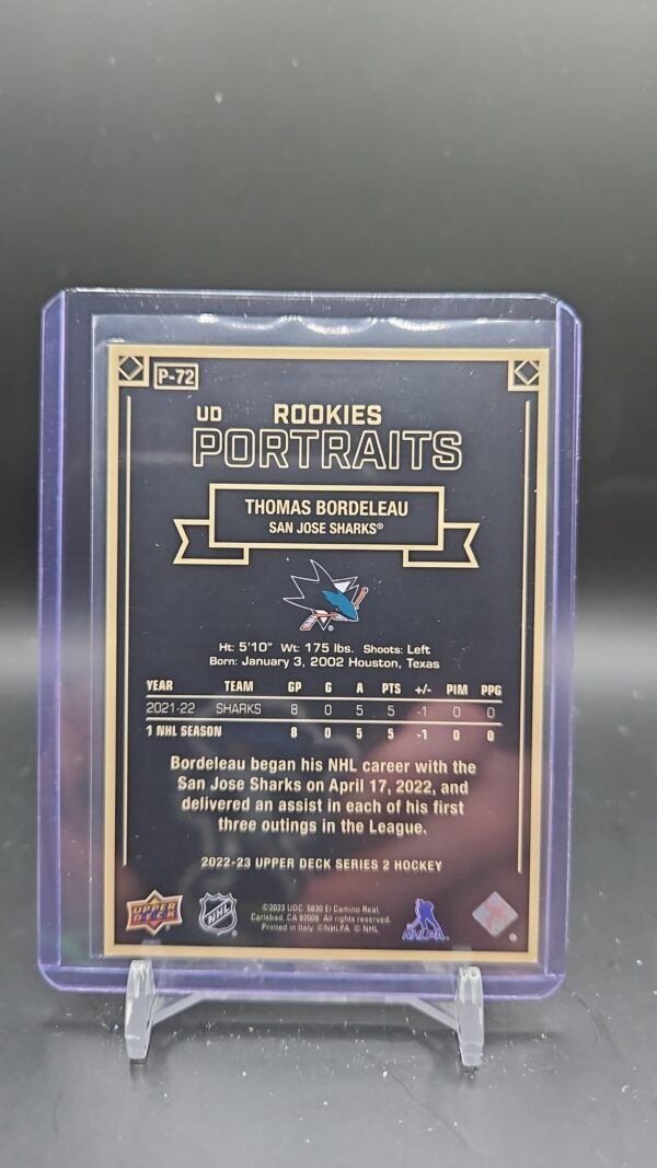 2022/23 Upper Deck Rookies Portraits Thomas Bordeleau#P-72 - Image 2