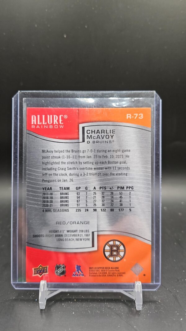 Charlie McAvoy 2021-22 Allure Rainbow Red/Orange Boston Bruins - Image 2