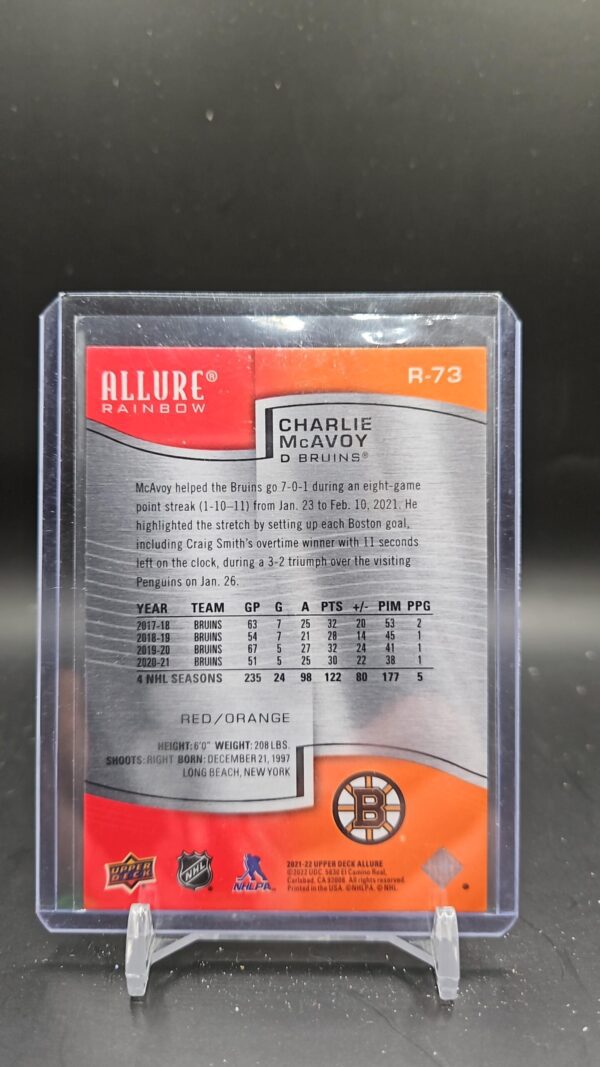 Charlie McAvoy 2021-22 Allure Rainbow Red/Orange Boston Bruins - Image 2