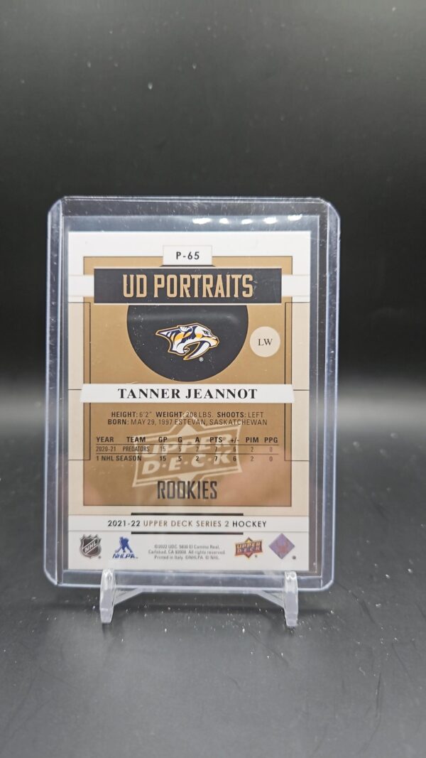 2021-22 Upper Deck UD Portraits Tanner Jeannot Nashville #P-65 - Image 2