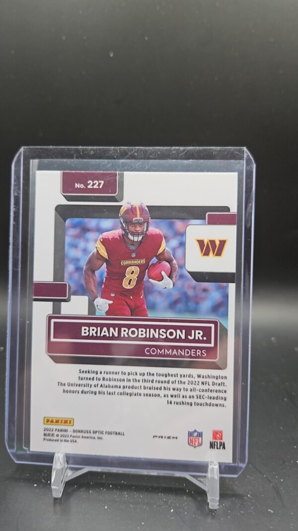 Brian Robinson Jr. RC 2022 Panini Optic Rated Rookie Purple Shock Prizm #227 - Image 2