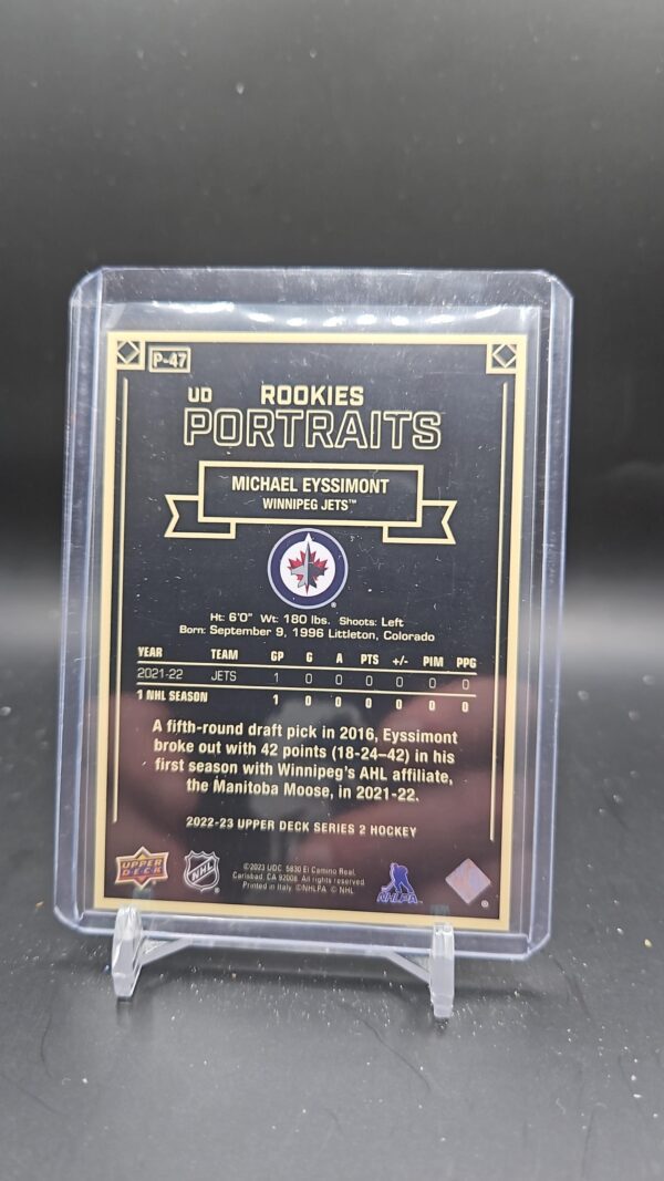 2022-23 Upper Deck UD Portraits Michael Eyssimont Rookie #P-47 Winnipeg Jets - Image 2