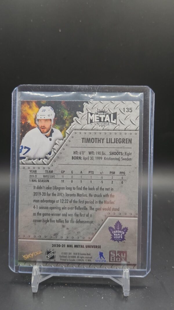 2020-21 Skybox Metal Universe Rookies #135 Timothy Liljegren - Image 2