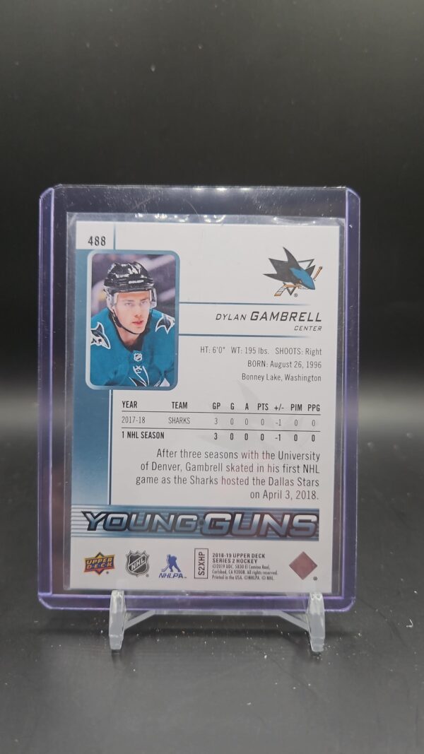 2018-19 Upper Deck Young Guns Dylan Gambrell #488 - Image 2