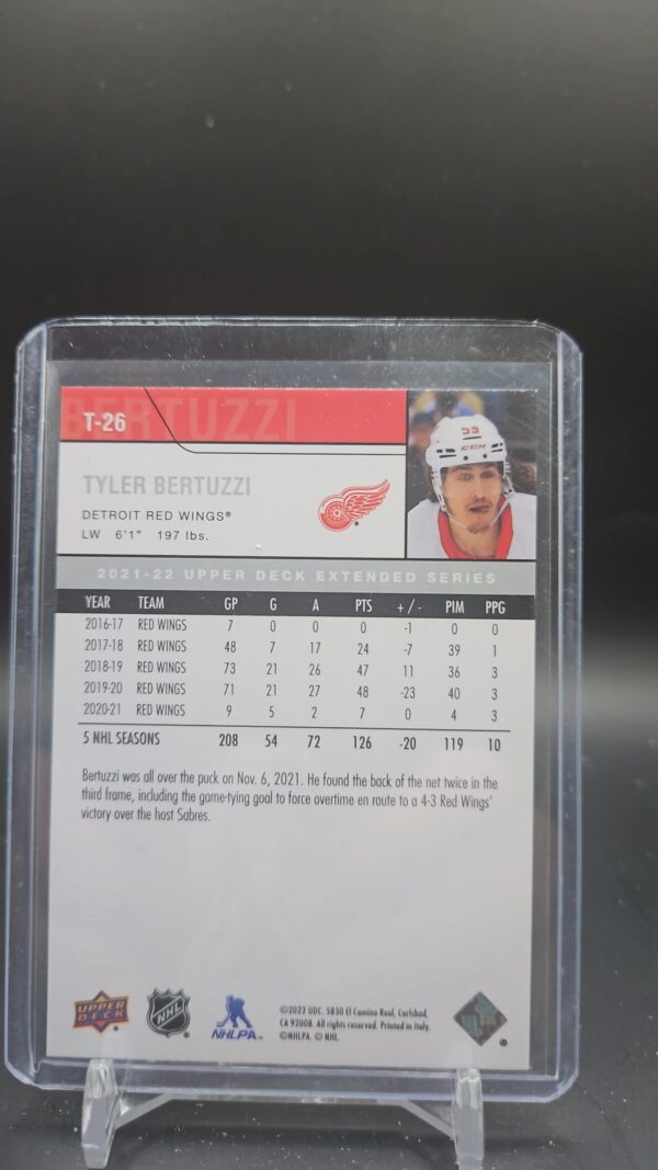 2020-21 Upper Deck Tribute Tyler Bertuzzi T-26 Detroit Red Wings - Image 2