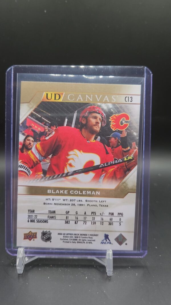 2022-23 Series 1 UD Canvas #C13 Blake Coleman - Calgary Flames - Image 2