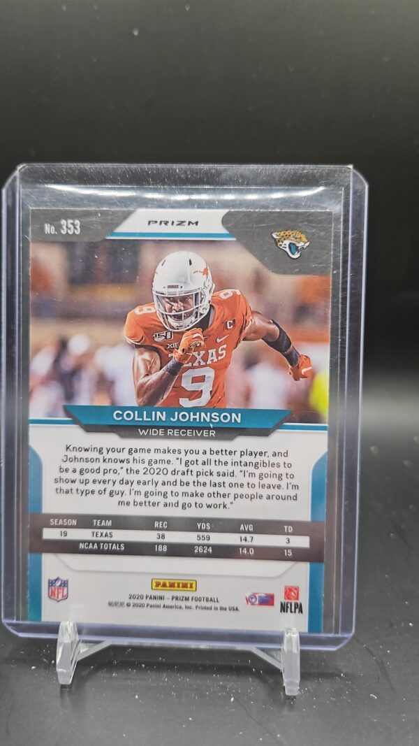 2020 Panini Prizm Red White & Blue Holo #353 Collin Johnson Jaguars Texas RC - Image 2
