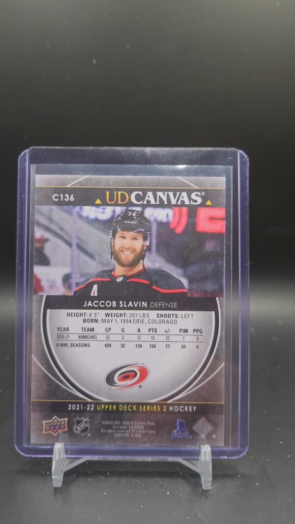2021-22 Upper Deck Series 2 Jaccob Slavin UD Canvas #C136 Hurricanes - Image 2