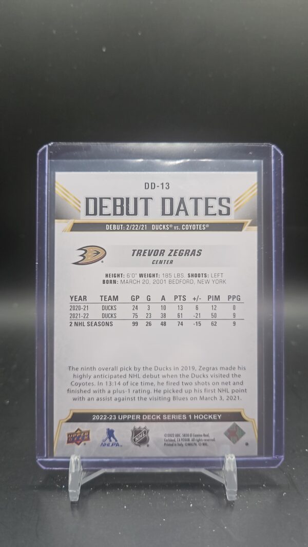 2021-22 Upper Deck Game DEBUT DATES Trevor Zegras Anaheim Ducks #27 - Image 2