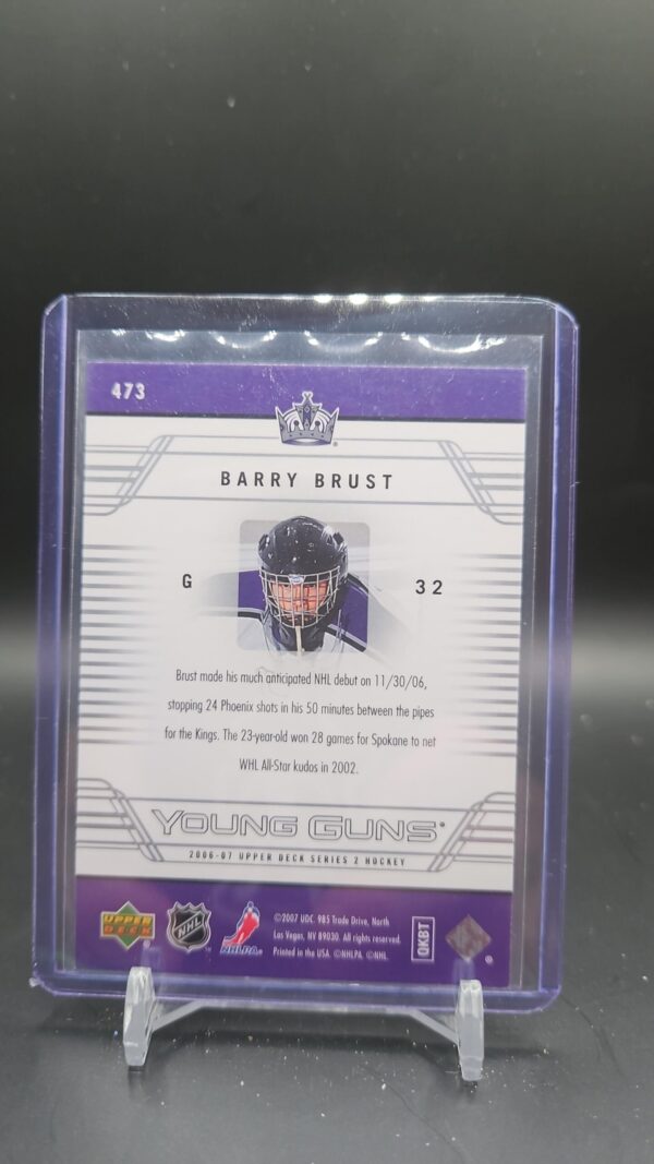 2006-07 Upper Deck Series 2 Hockey BARRY BRUST #473 Young Guns - Image 2