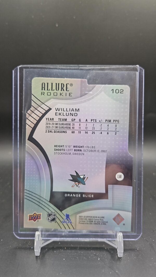 2021-22 Upper Deck Allure Orange Slice Die Cut William Eklund#102 - Image 2