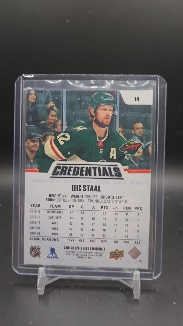 2019-20 Upper Deck Credentials Eric Staal Gold /199 #14 Minnesota Wild - Image 2