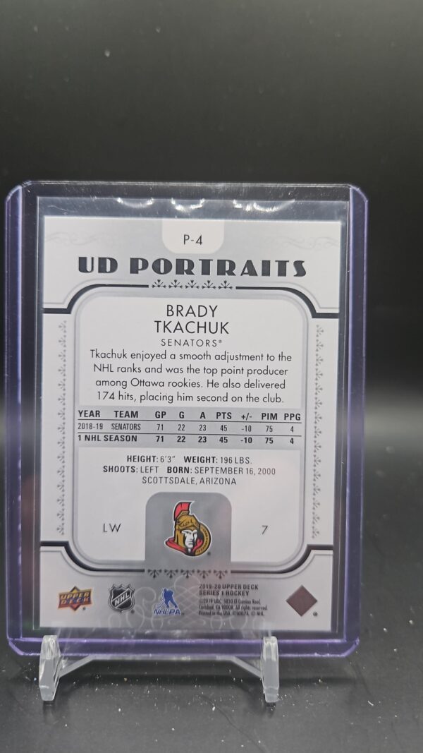 2019-20 Upper Deck UD Portraits Brady Tkachuk #P-4 Ottawa - Image 2