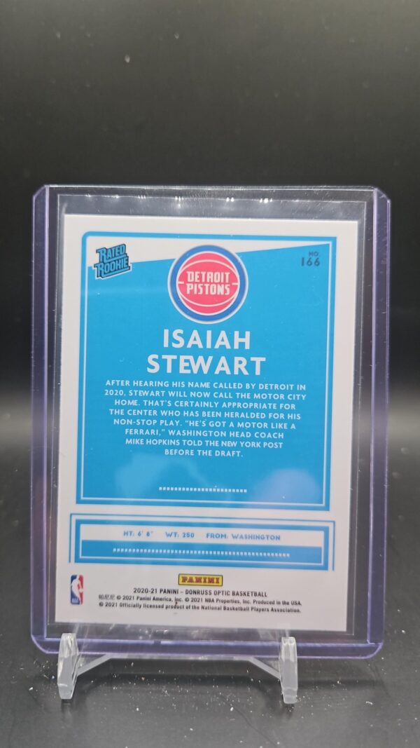 2020-21 Optic Basketball Isaiah Stewart Rated Rookie RC #166 Pistons - Image 2