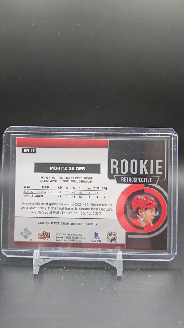 Moritz Seider Rookie Retrospective 2022-23 Upper Deck Series 1 #RR-17 - Image 2