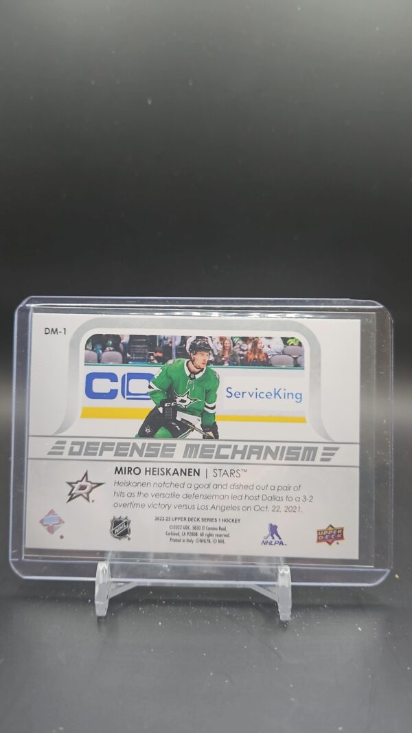2022-23 UD Series 1 Defense Mechanism Miro Heiskanen DM-1 - Image 2