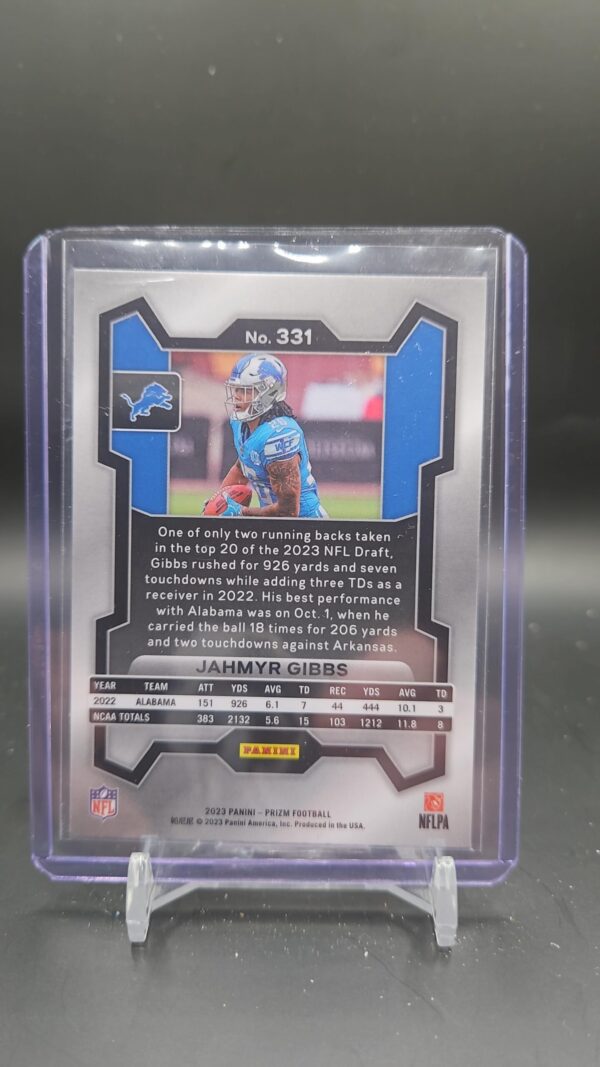 Jahmyr Gibbs 2023 Panini Prizm #331 RC DETROIT LIONS - Image 2
