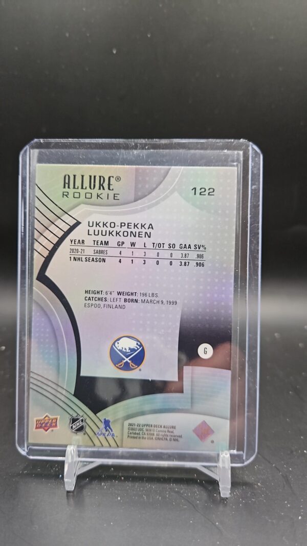 2021-22 Upper Deck Allure - Rookies #122 Ukko-Pekka Luukkonen - Image 2