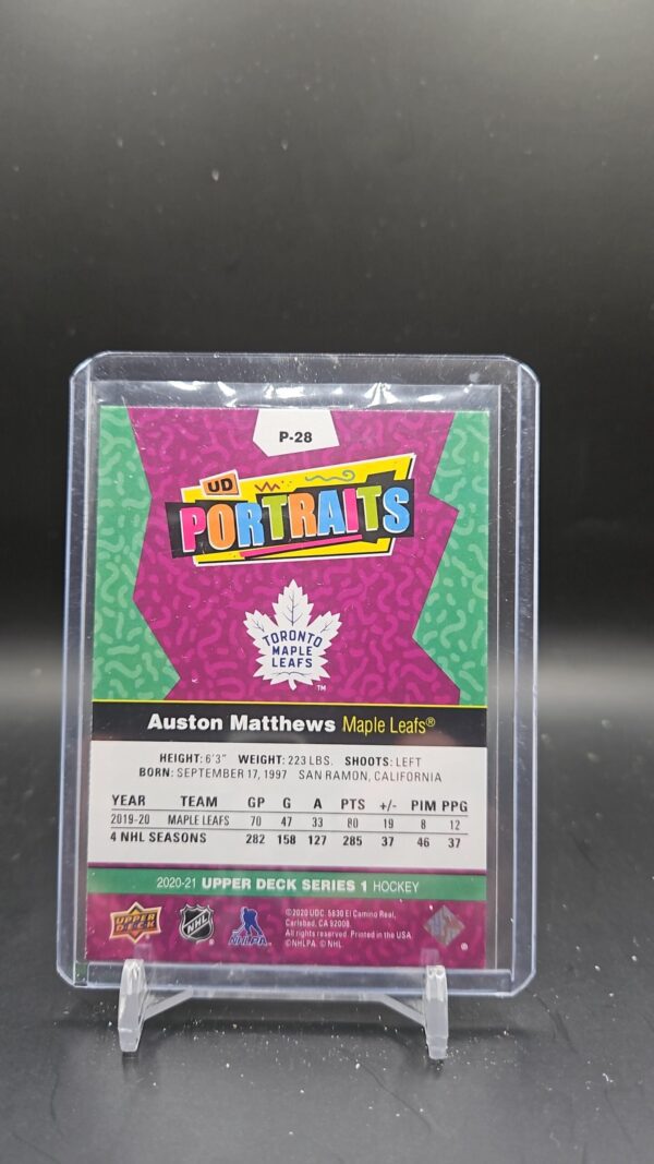 2020-21 Upper Deck Series 1 UD Portraits #P-28 Auston Matthews - Image 2