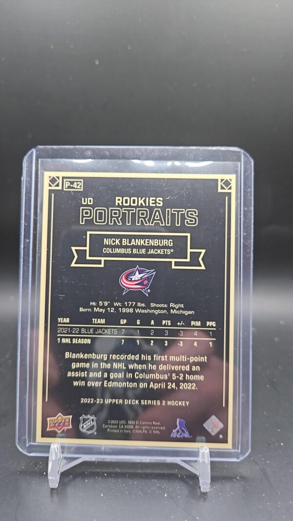2022 Upper Deck Series 2 UD Portraits Rookies Nick Blankenburg #P-42 - Image 2