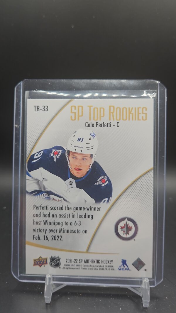 2021-22 SP Authentic Top Rookies #TR-33 Cole Perfetti - Image 2