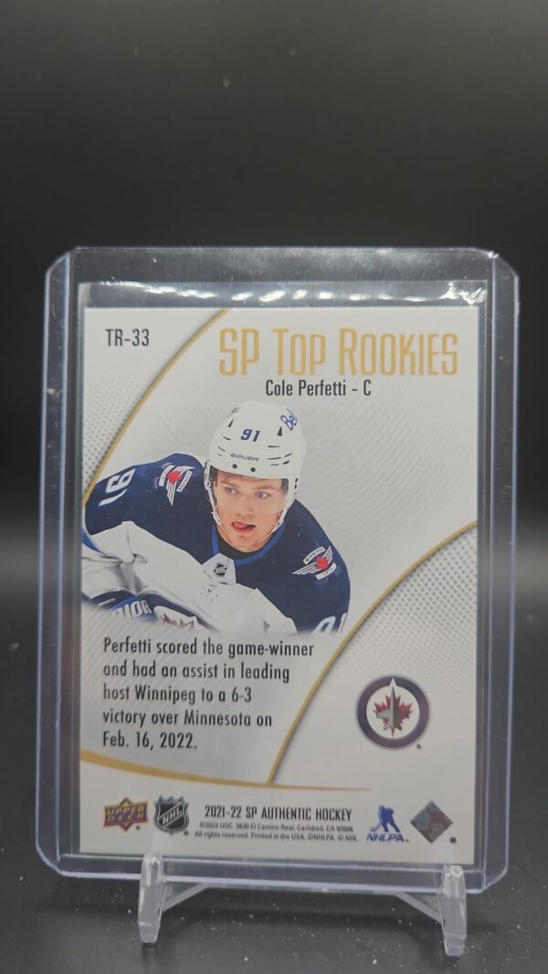 2021-22 SP Authentic Top Rookies #TR-33 Cole Perfetti - Image 2