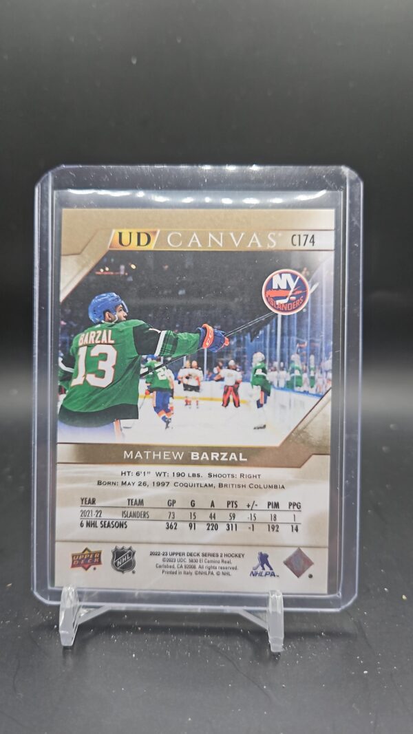 2022-23 Upper Deck Series 2 UD CANVAS MATHEW BARZAL #C174 NY Islanders - Image 2