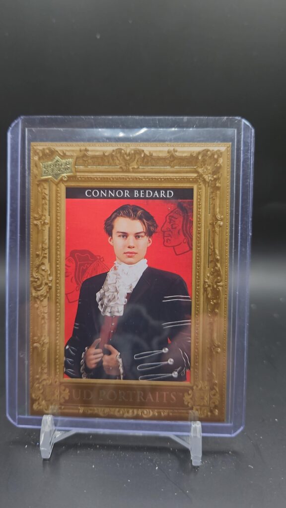 Connor Bedard 2023-24 Upper Deck Series 2 UD Portraits Rookie insert Chicago Blackhawks hockey card