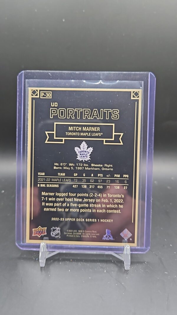 UD PORTRAITS 2022-23 Upper Deck Series 1 Hockey #P30 Mitch Marner - Image 2