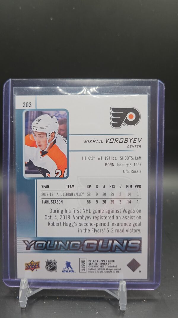 2018-19 Upper Deck Young Guns Mikhail Vorobyev Rookie Flyers #203 - Image 2