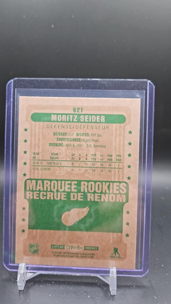 Moritz SEIDER RC 2021-22 O-Pee-Chee Marquee Rookies Retro#621 - Image 2