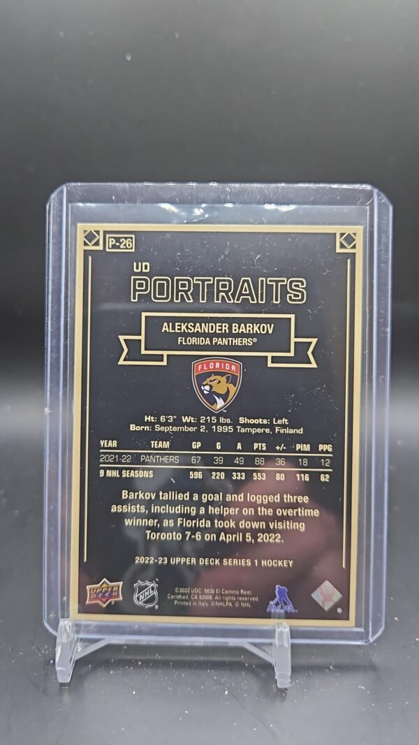 2022-23 Upper Deck Series 1 UD Portraits #P-26 Aleksander Barkov Florida Panther - Image 2