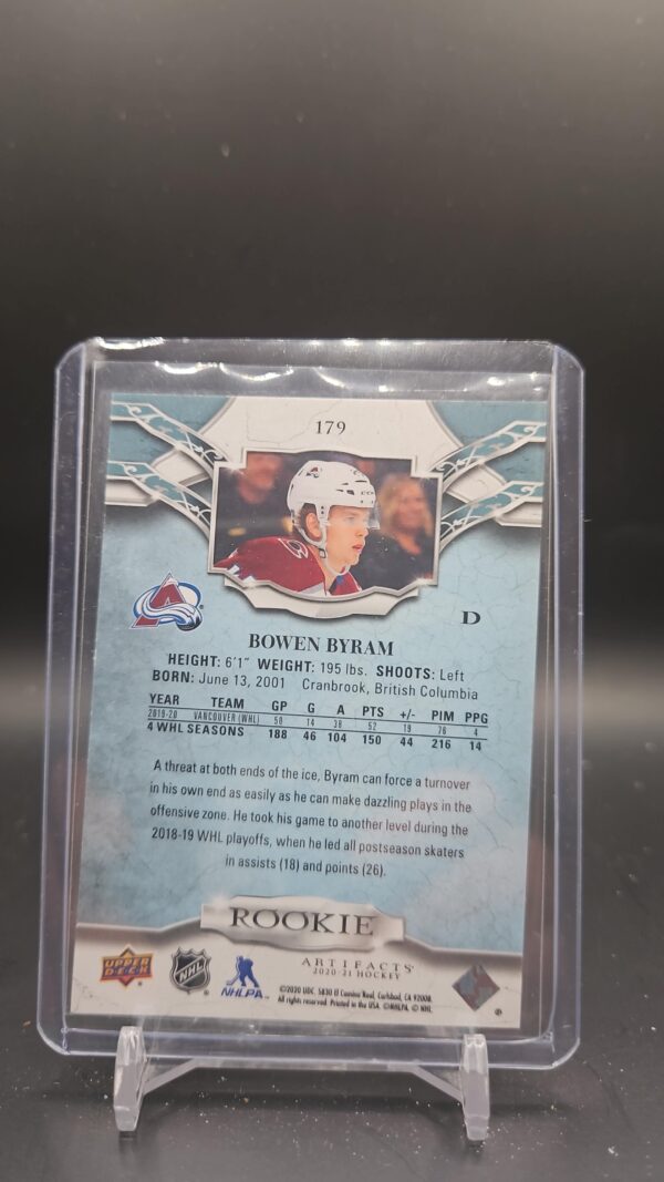 2020-21 Artifacts Rookie Colorado Avalanche Bowen Byram #179 249/999 - Image 2