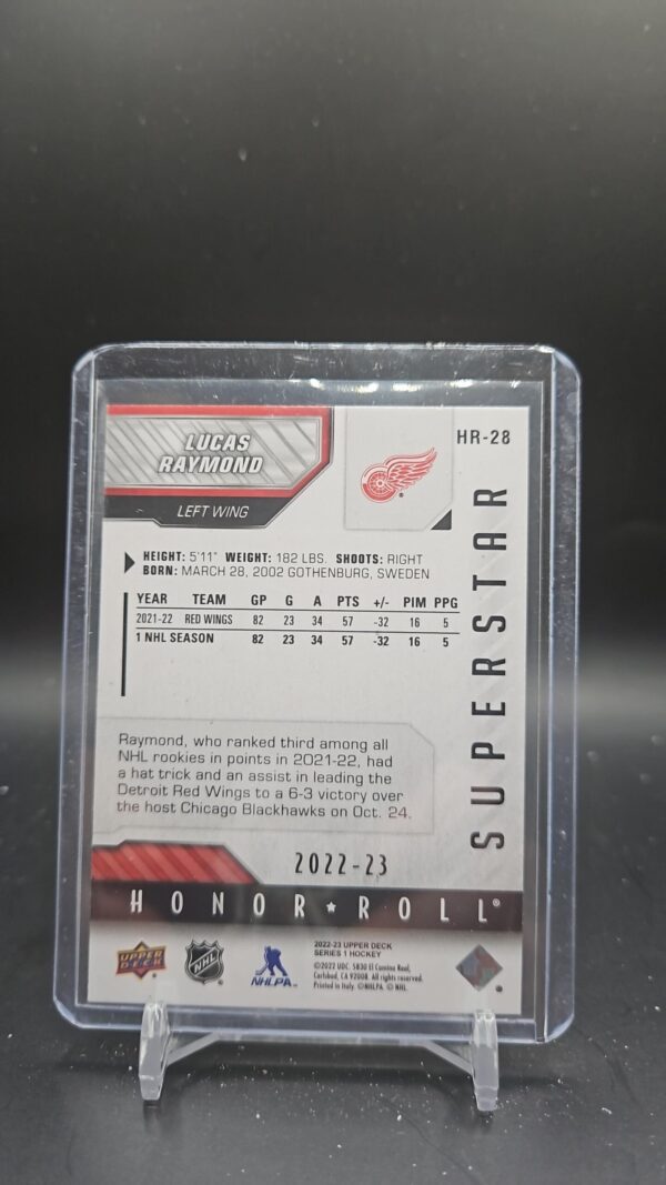 2022-23 Upper Deck Series 1 Superstar Honor-Roll Lucas Raymond #HR-28 - Image 2