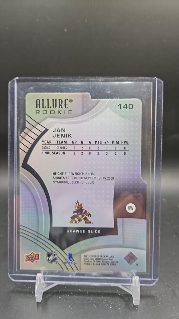2021-22 Upper Deck Allure Rookies Orange Slice Jan Jenik #140 - Image 2